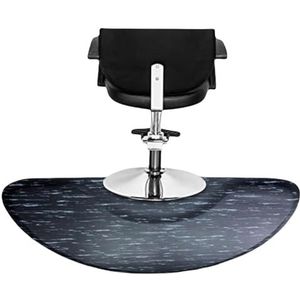 TT-YEC Salon Vloermat Voor Kapper, Kapperswerkstationmat, Zwarte Halfcirkelvormige/Rechthoekige Salonmat, Schoonheidssalon Dikke Stoelmat, Geschikt Voor Ronde Stoelbodemmat,A