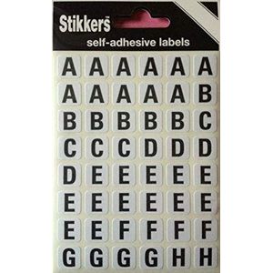 Stikkers Branded 144 Kleverige Letter Alfabet Etiketten A tot Z Witte Zelfklevende Stickers Zwarte Letters