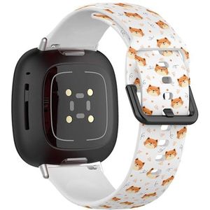 Zachte sportband compatibel met Fitbit Sense / Sense 2 / Versa 4 / Versa 3 (schattig oranje kat dier) siliconen armband accessoire