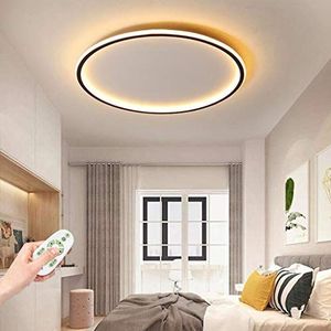 Plafondlamp LED woonkamer lamp moderne plafondlamp slanke slaapkamer plafond licht acryl lampenkap nachtlicht verlichting slaapkamer keuken eetkamer verlichting, dimbaar, zwart 40cm (50W)