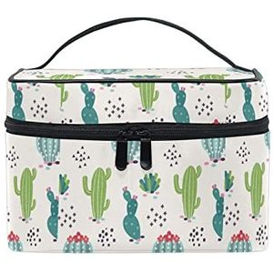 Schattige tropische stippen cactus make-up tas voor vrouwen cosmetische tassen toilettas trein koffer