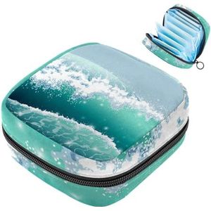 MUOOUM Zee Strand Golven Maandverband Opbergtas Draagbare Menstruatie Tas Voor Vrouwen Tiener Meisjes Menstruatie Cup Pouch Nursing Pad Houder