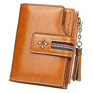 DieffematicQ portemonnees voor dames Mode kleine olie wax lederen portemonnee vrouwen stijlvolle rits, hasp kaart portemonnee vrouw hoge kwaliteit korte creditcardhouder portemonnee (Color : Brown)