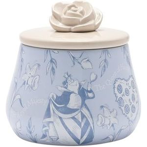 Disney - Alice In Wonderland - keramiekblauw/beige roze snuisterijdoosje Officieel gelicentieerd product - The Queen Of Hearts Flowers Motief. Decor woonartikelen voor eetkamer en woonkamer. H: 12 x
