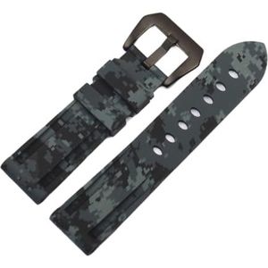 LUGEMA 22 Mm 24 Mm 26 Mm Camouflage Kleurrijke Rubberen Horlogeband Compatibel Met Herenhorloge Horlogeband Compatibel Met Samsung Gear S3 Classic Panerai(Black Black buckle,26mm)