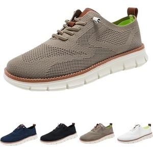 Wearbreeze-schoenen voor heren, ultra lichtgewicht, ademend, comfortabele wandelschoenen, instapschoenen, steunschoenen, casual sneakers, mesh trainingsschoenen, Kaki, 45 EU