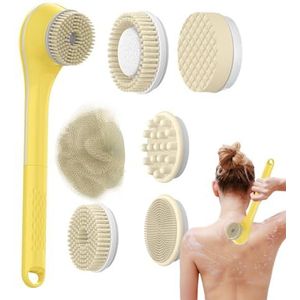Elektrische lichaamsborstel | Oplaadbare rugschrobber Body Exfoliiating Brush | Back Body Cleaning Massage Borstel - Badmassageborstel, Comfortabele lichaamsreinigingsscrubber, rugscrubber met lange
