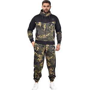 A2Z Heren Trainingspak Camouflage Hoodie Met Joggers Joggingbroek Casual - T.S Camo 602 Green._3XL