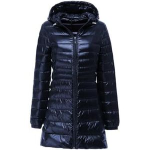 Lange Donsjack Vrouwen Winter Ultra Licht Donsjack Vrouwen Met Hooded Down Jas Vrouwelijke Big Size Jassen, marineblauw, XXL