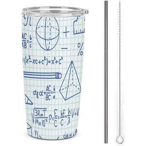Wiskunde en geometrie trigonometrie reizen koffiemok roestvrij staal beker met deksel en stro geïsoleerde beker voor auto thuis 17oz
