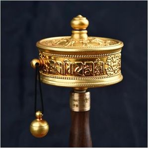 ApuaVireo&Co Koperen handgebedswiel met Tibetaanse boeddhistische