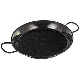 Vaello La Valenciana Geëmailleerde stalen inductie paella pan, 30 cm, zwart en onderhouden, met 2 handvatten