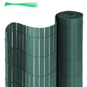 Ansobea PVC jaloezieën mat 100 x 400 cm, inkijkbescherming tuin met W-vormige interne versterking, balkon inkijkbescherming voor tuin, windscherm, zonwering, met kabelbinders (groen)