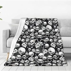 CRJSYCBYB schedel achtergrond gedrukt Multi-Yard Super Zachte Flanel Deken Reizen Deken Zachte Pluche Deken