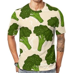 Green Broccoli T-shirt voor heren met korte mouwen en ronde hals print casual T-shirt M