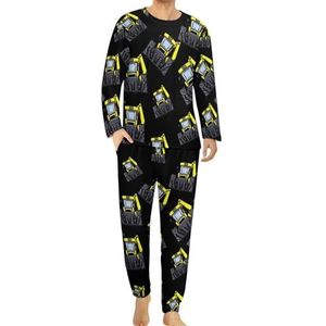 Graafmachine graafmachine comfortabele heren pyjama set ronde hals lange mouwen loungewear met zakken 4XL