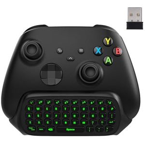 Moko Green Backlight Chatpad for Xbox One Controller/Series X/S, 2.4G Receiver Chatpad Wireless Message Keyboard Keypad with Headset/Audio Jack for Xbox-One/One S/Elite/2 Controller, Carbon Black