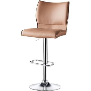 Barkrukken Barstoel Hoge Krukken Barstoel 360° Draaibaar Verstelbare Barkrukken Met Rugleuning PU-zitting Voetsteun Metalen Onderstel Bistrokruk (Color : Brown, Size : Sitting Height 62-82 Cm)