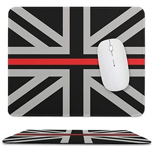 Britse vlag dunne rode lijn muismat antislip muismat rubberen basis muismat voor kantoor laptop thuis 9.8 ""x 11.8