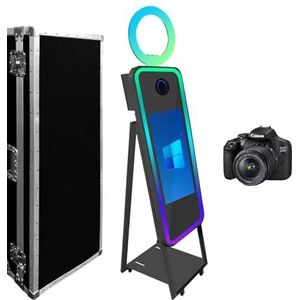 WideMeet Spiegel Fotocabine Selfie Led Frame Draagbaar Touchscreen Magische Spiegel Cabine Machine voor Bruiloft Feest Evenementen (Zwarte Machine, 40 ''Fotocabine+Camera)
