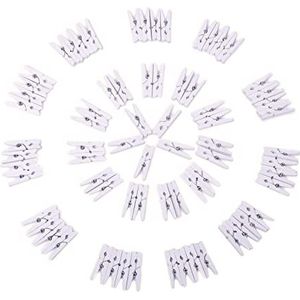 Swpeet 150 stuks 15 kleuren 2,5 cm mini natuurlijke houten wasknijpers met sterke veren roestbestendige wasknijpers kit voor klaslokaal, foto's, ambachten, decoratieve kleine kaarten