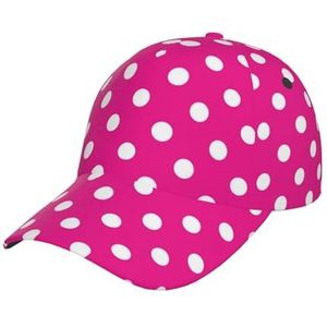 FUkker Baseballpet, zonnehoed sportpet casual papa hoeden truckerhoeden snapback hoeden, witte stippen roze, zoals afgebeeld, one size