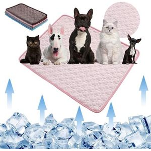 OSMARI Herbruikbare koelmat voor huisdieren, zomerslaapmat voor honden, koel bed, machinewasbaar en sneldrogende zelfkoelende pads voor huisdieren, geschikt voor grote middelgrote en kleine huisdieren (S, roze)