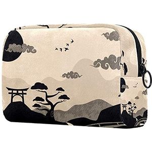 Toilettas Cosmetische Reizen Make-up Organizer Waszak Pouch met Rits Dolfijn en Flamingo bij Zonsondergang Print voor Reisaccessoires Essentials, Multi 4, 7.3x3x5.1in, Beauty Case