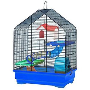 Decorwelt Hamsterstokken, blauw, buitenmaten, 40 x 25,5 x 54, knaagkooi, hamster, plastic, kooi met accessoires