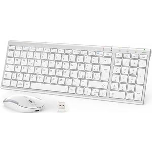 iClever Toetsenbord muis set draadloos (Argento e Bianco)