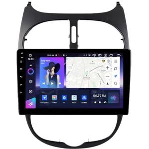 Android 14 Autoradio Stereo voor P-eugeot 206 (2004-2008) 9 Inch Touchcreen Multimedia Speler met Draadloze Carplay Android Auto 2 Din GPS Navigatie FM RDS Bluetooth 5G-WiFi SWC DSP,M100s