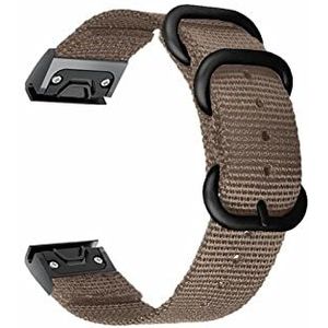 INEOUT 20 22 26mm Nylon Vervanging Horlogeband Compatibel met Garmin Fenix ​​3 5 6 5 S 6x Plus Forerunner945 Sapphire Daling Canvas Polshorloge Band (Size : Khaki silver buckle)