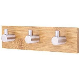 Bamboe Zelfklevende Haak, Natuurlijke Bamboe Stalen Decoratieve Bamboe Rek Muur Hanger Haken Voor Thuis Keuken Badkamer Jas Caps Sleutel Doek Drie Haken