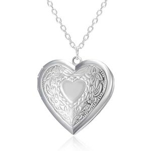 Valentines Hart Medaillon Hanger Ketting Gepolijst Hart Medaillon Hanger Ketting Hold Foto Sieraden Gift Voor Vrouwen Medaillon Hanger Ketting Voor Vrouwen, Metaal, legering