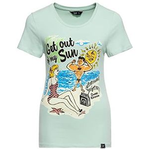 Queen Kerosin Dames Vintage Shirt | T-Shirt | Slim Fit | Frontprint | Retro | Korte mouwen Shirt | Pin-Up | Pretty | 50S | Rockabella Get Out of My Sun, munt, 3XL