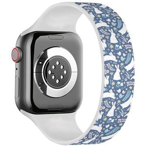 Solo Loop Band Compatibel met All Series Apple Watch 38/40/41mm (Pasen Schattig Konijn) Elastische Siliconen Band Strap Accessoire, Siliconen, Geen edelsteen