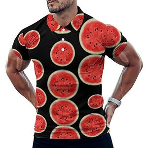 Liefde Watermeloen Casual Poloshirts Voor Mannen Slim Fit Korte Mouw T-shirt Sneldrogende Golf Tops Tees 4XL