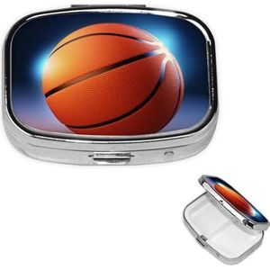 Vierkante pillenhoes voor portemonnee of zak 2 compartimenten geneeskunde pillendoos draagbare kleine pillenorganisator basketbal pillendoos reizen medicijnen vitamine kabeljauw leverolie opbergdoos