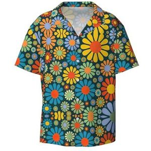 YJxoZH Hippie Patroon Print Heren Jurk Shirts Casual Button Down Korte Mouw Zomer Strand Shirt Vakantie Shirts, Zwart, XL
