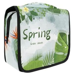 Groene lente bloem opknoping opvouwbare toilettas make-up reisorganisator tassen tas voor vrouwen meisjes badkamer