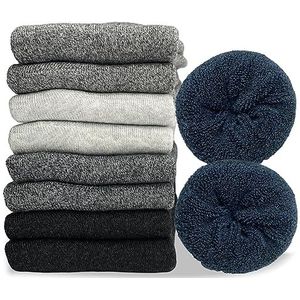 Hocerlu 5 paar thermische herensokken - dikke en warme wintersokken, dikke wollen sokken met kussen, bootsokken, maat 36-48, Blauw/Zwart/Grijs/Donkergrijs/Lichtgrijs, 40-45 EU