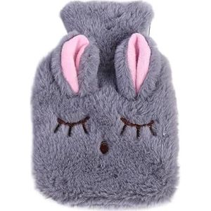 Warmwaterkruik Gezellige Herbruikbare Winter Warm Warmte Handwarmer PVC Stress Pijnverlichting Therapie Warmwaterkruik Tas Zachte Konijn Handverwarmende Zak Warm Water Bag (Grijs)