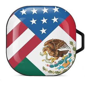 Mexico USA Vriendschap Vlag Oortelefoon Hoesje Compatibel met Galaxy Buds/Buds Pro Schokbestendig Hoofdtelefoon Case Cover Zwart-Stijl