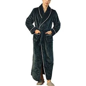 Badjas Dames,Winter Badjas Zacht Flanel Lace Up Badjas Bos Groene Streep Sjaalkraag Badjas Unisex Mode Loungewear Sauna Kimono Badjas Voor Mannen Vrouwen,S