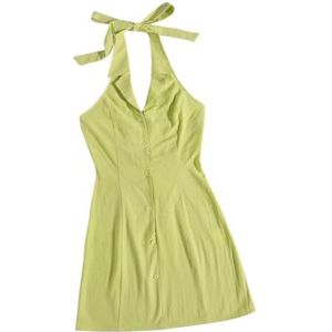 jurken voor dames Bodycon-jurk met knoopsluiting en lage rug (Color : Mint Green, Size : Small)