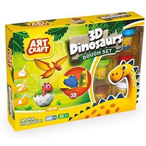 DEDE Art Craft- XXL 3D Dinosaurus Klei Set - Speelgoed Klei - Klei Speelset- 6 x 56 gr Klei Potjes