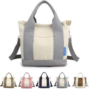 Elmyse handtas, Elmyse handtas met capaciteit en meerdere zakken, canvas draagtas met meerdere zakken en ritssluiting, geschikt for uw dagelijkse behoeften (Color : Grey, Size : 1PCS)