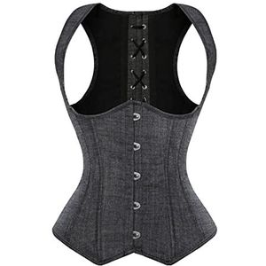 Underbust Corset Vrouwen Denim Strakke Veter omhoog Uitgebeende Cowgirl Corsets Straps Vest Steampunk Plus Size Dance Party Bustier Kostuum
