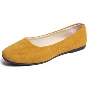 Rojeam Dames Schoenen Ballerina Flats Pompen Ballet Flat Slip-on Ballerina Pompen Schoenen Dames Loafers Abrikoos Geel 38 EU