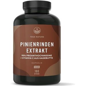 Pijnboomschorsextract capsules hooggedoseerd – 660 mg voor 180 dagen – met OPC & natuurlijk vitamine C – Franse zeeden – zonder toevoegingen – TRUE NATURE®